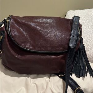 Kempton and Co saddle bag satchel lambskin bag Like new Color is a Burgundy